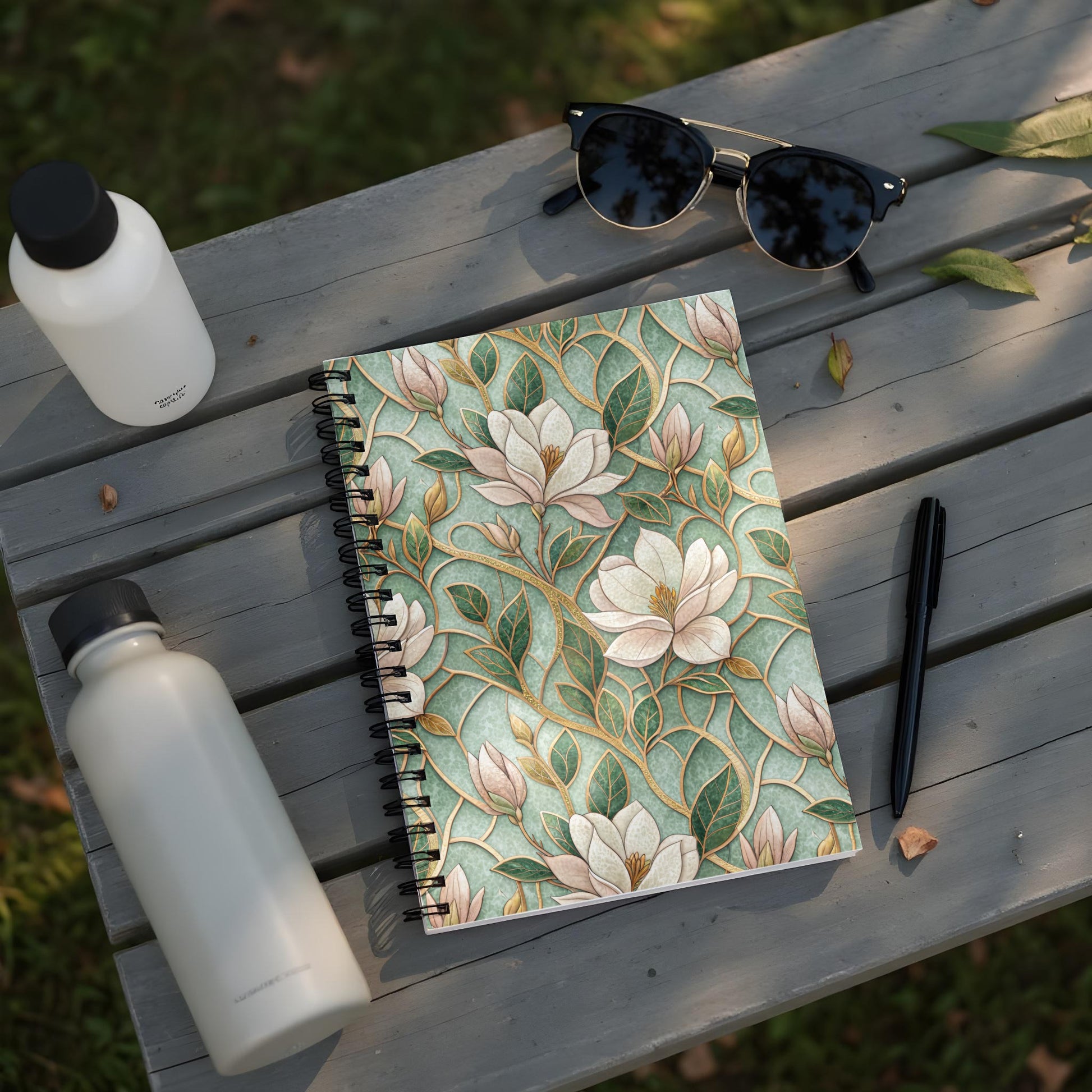 Beautiful Flower Pattern Spiral Notebook Journaling