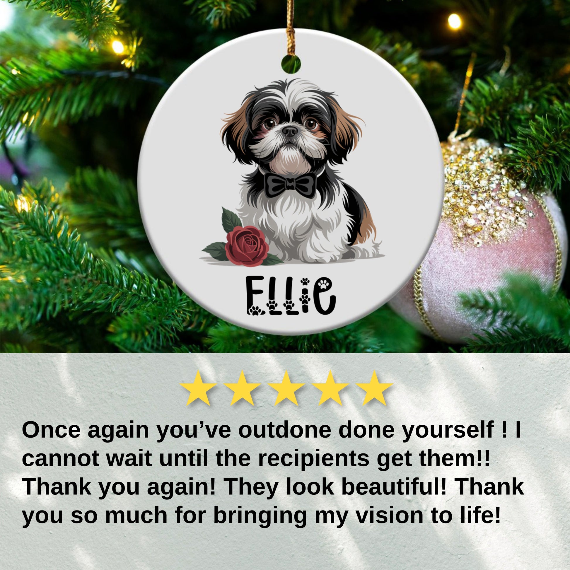 Custom Personalized Dog Name Christmas Ornament product