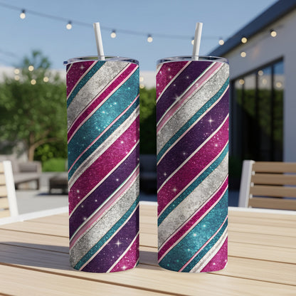 Colorful Diagonal Stripes Sparkling Design Pattern Tumbler - Walk Greener