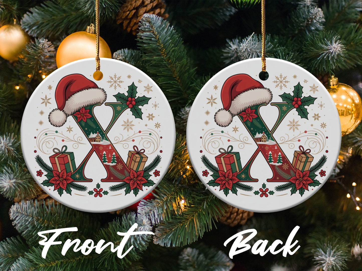 Custom Christmas Ornaments with Santa Hat and Gifts product type