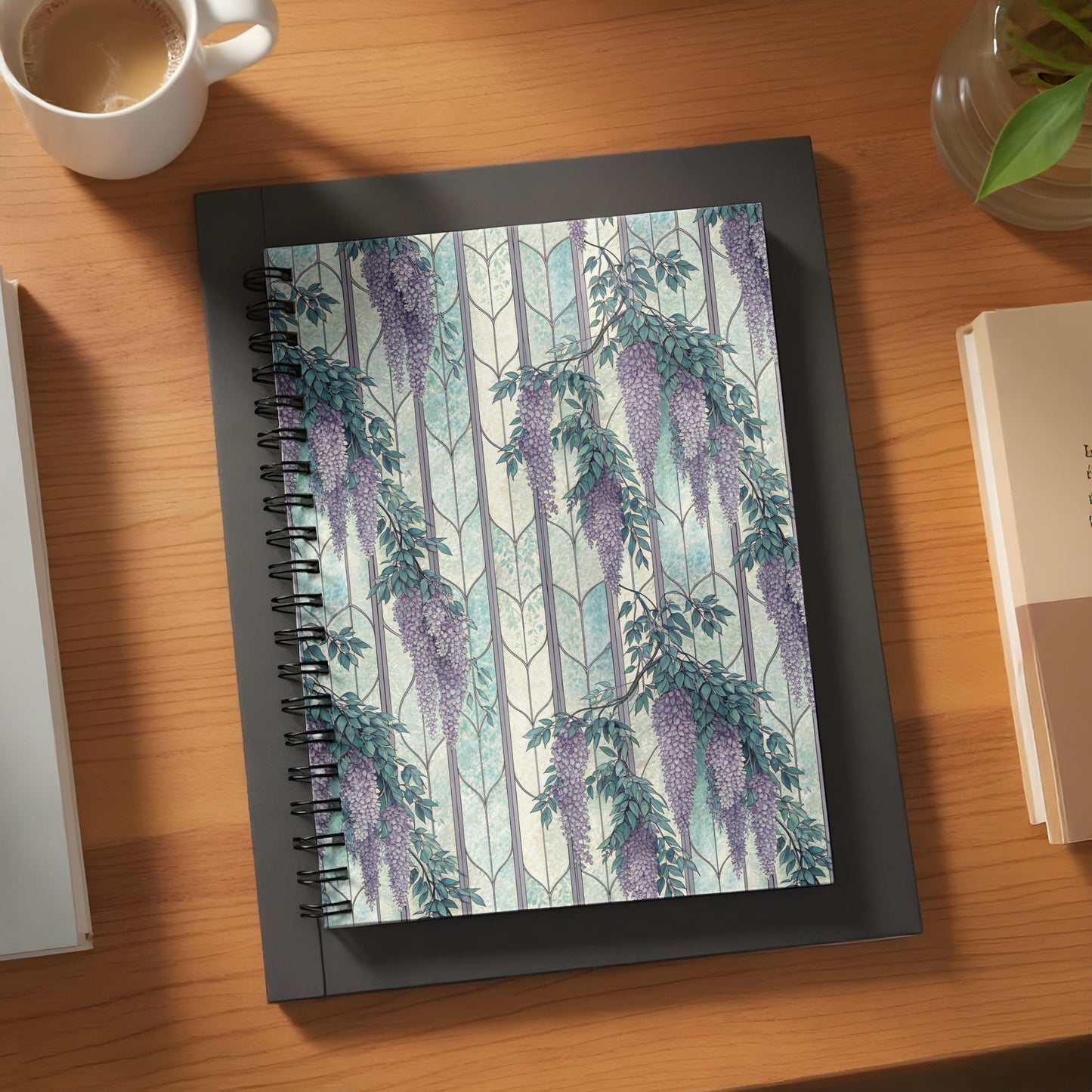 Beautiful Purple Flower Pattern Spiral Notebook Product