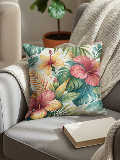 Tropical Watercolor Flower Pattern Design Pillows & Pillow Cases - Walk Greener