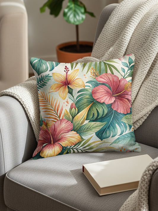 Tropical Watercolor Flower Pattern Design Pillows & Pillow Cases - Walk Greener