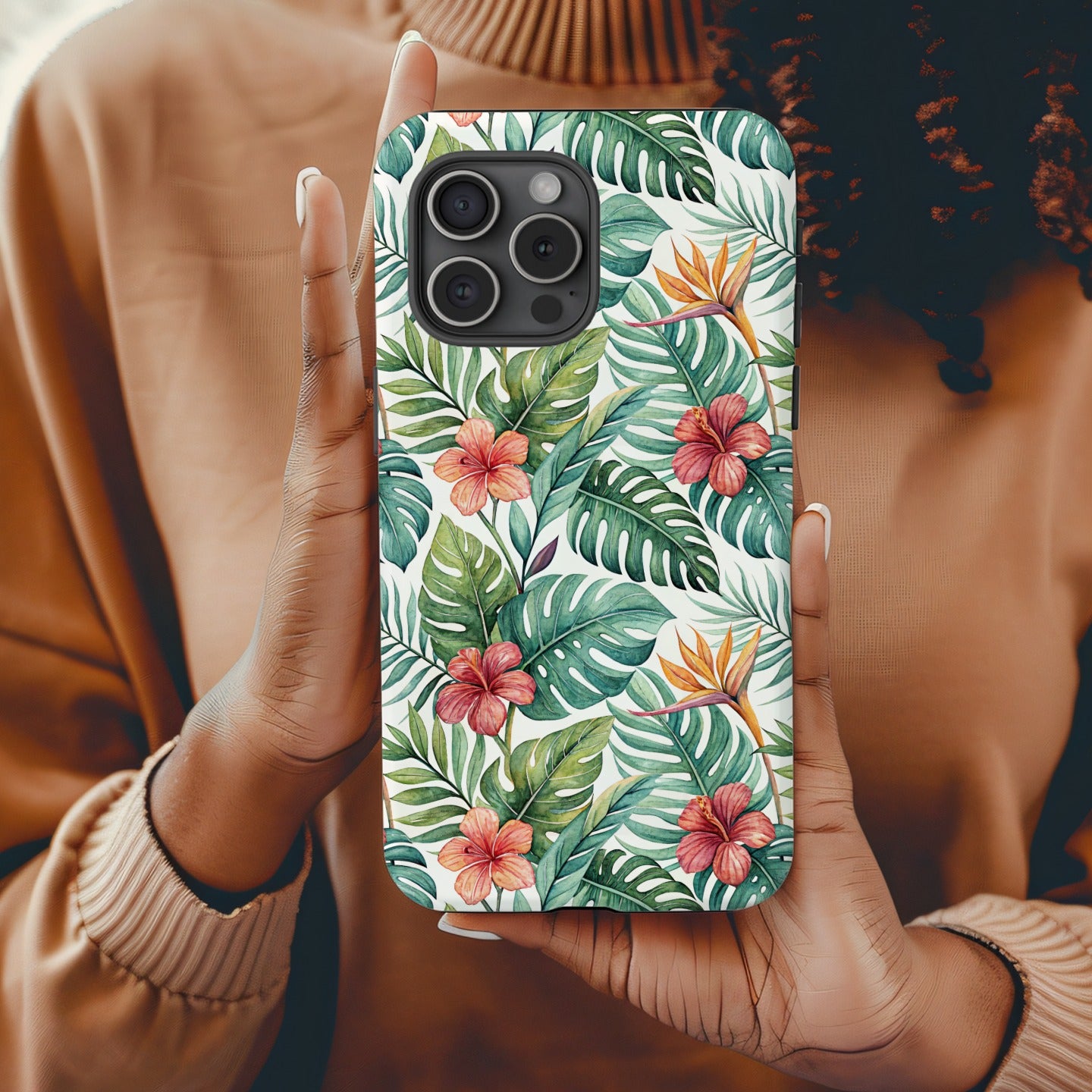 Tropical Floral Phone Case with Botanical Design
