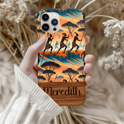 African Warriors Silhouettes Custom Scenic Pattern Custom Phone Case - Walk Greener