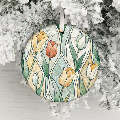 Stained Glass Style Floral Ornament Design for Festive Decor