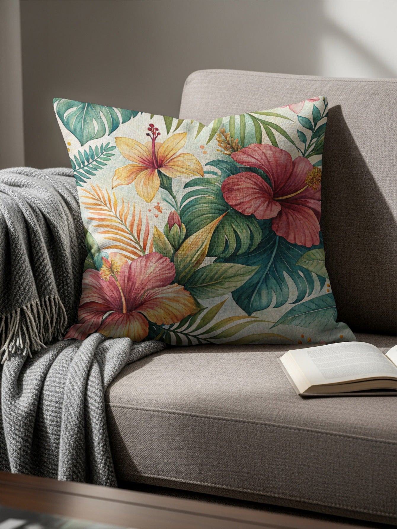 Tropical Watercolor Flower Pattern Design Pillows & Pillow Cases - Walk Greener