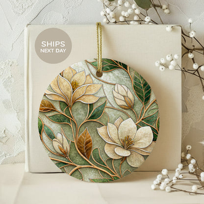 Elegant Floral Design Decorative Round Ornament