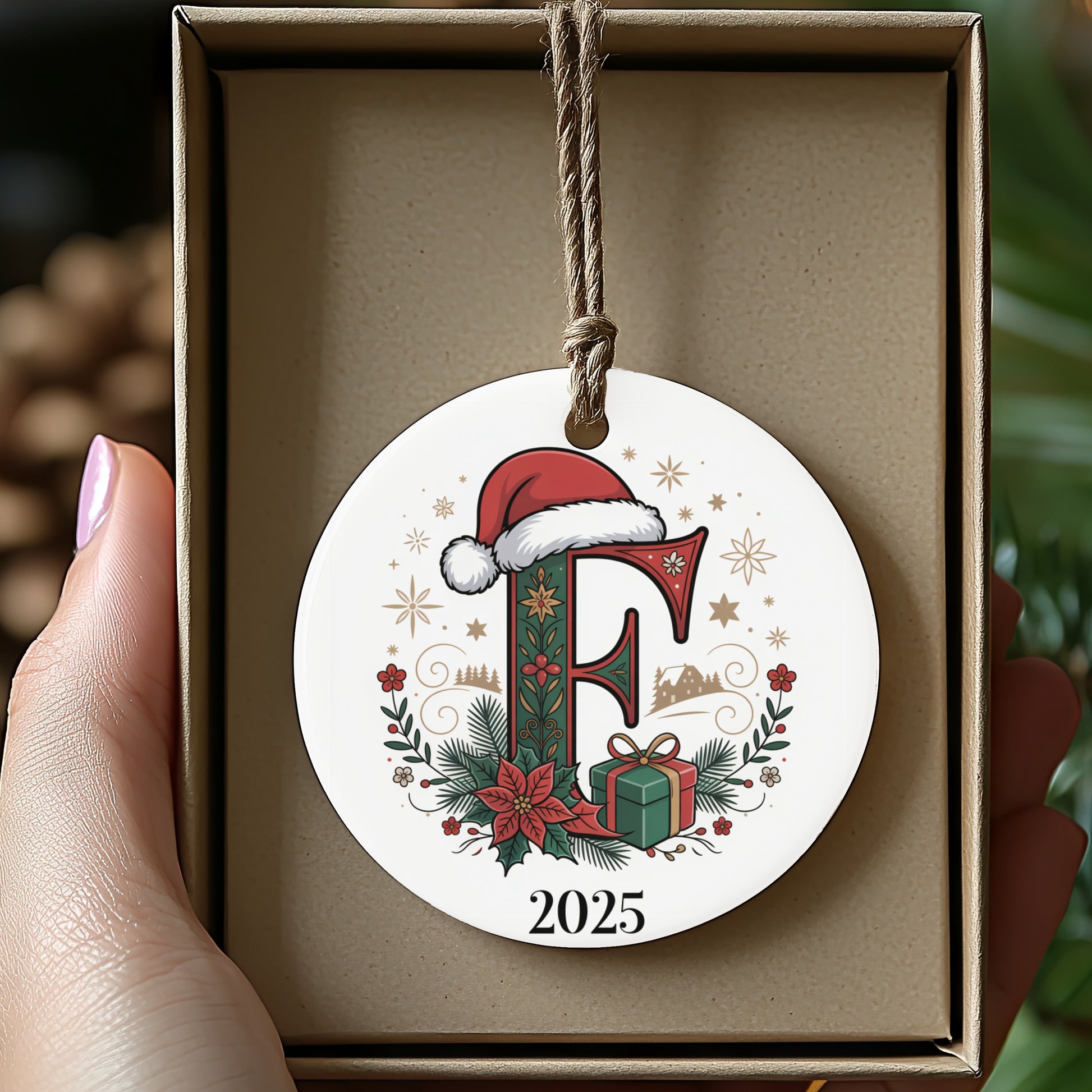 Personalized Christmas 2025 Santa Hat Ornament product type