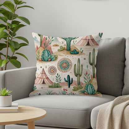 Southwestern Desert Cactus Scene Decorative Pillow