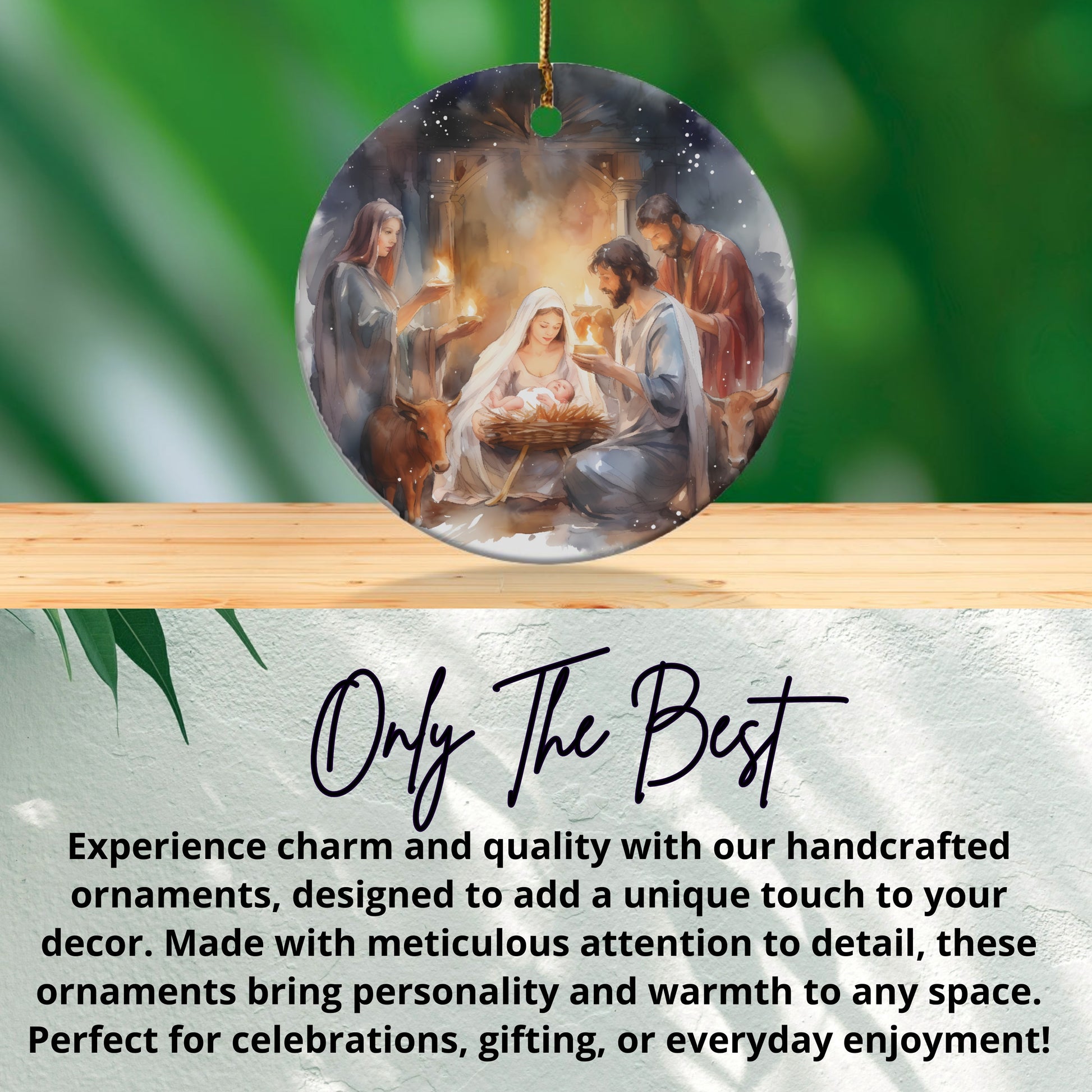 Nativity Scene Handcrafted Ornament Unique Decor product