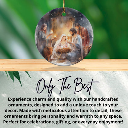 Nativity Scene Handcrafted Ornament Unique Decor product