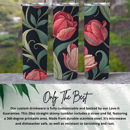 Floral Patterned Customizable Tumbler with Straw and Lid