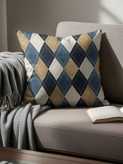 Cozy Argyle Print Decorative Cushion for Living Room