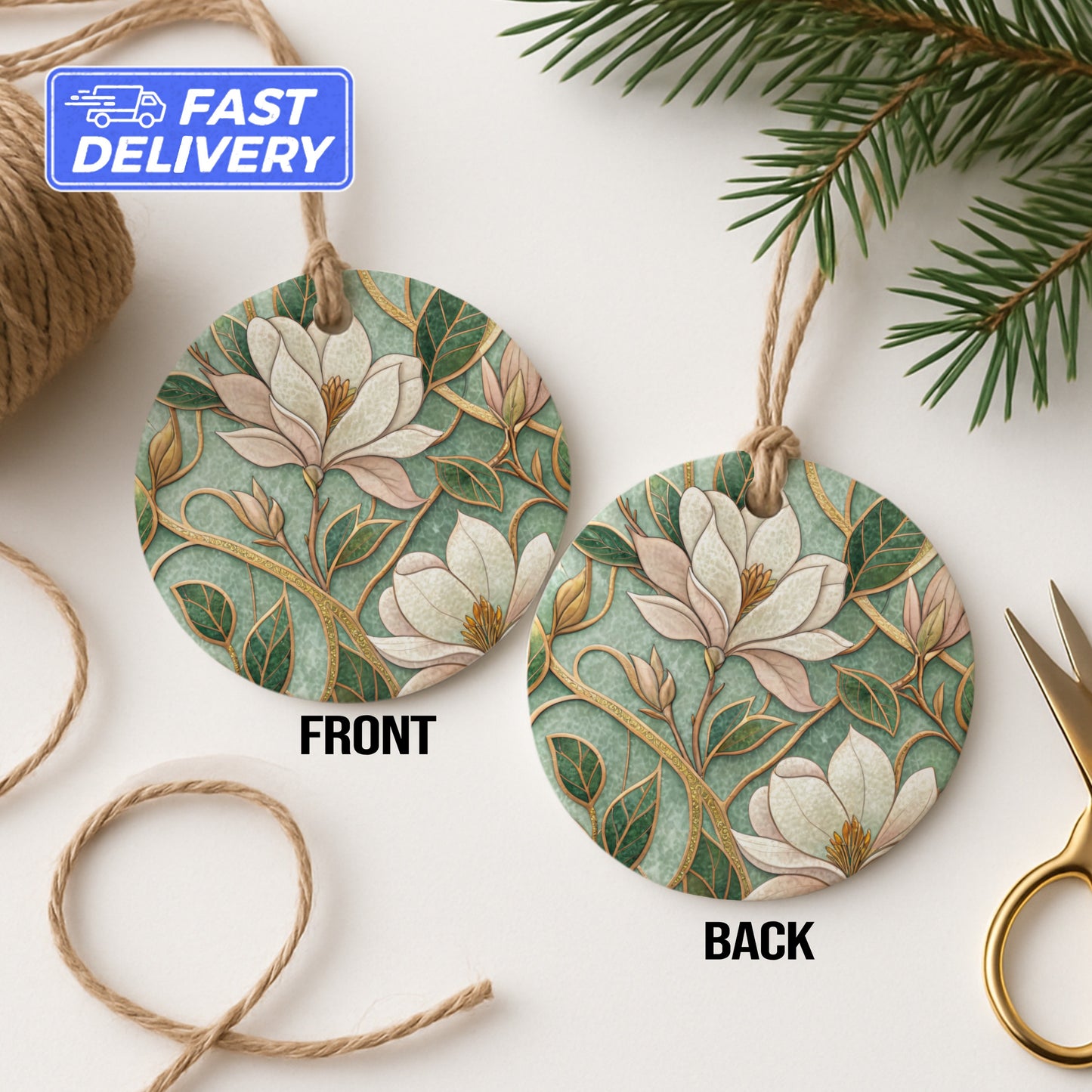 Elegant Floral Round Ornament Fast Delivery Decoration