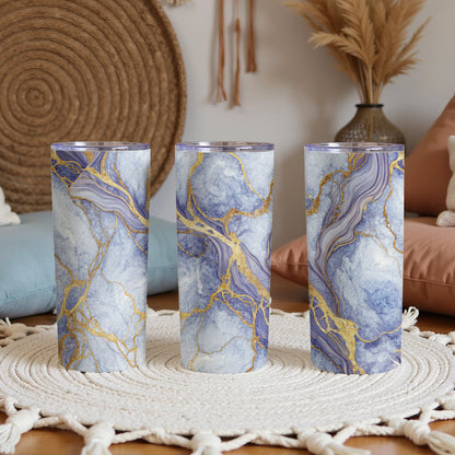 Elegant Blue and Gold Marble Effect Tumblers