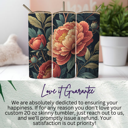 Custom 20 oz Skinny Tumbler with Floral Design