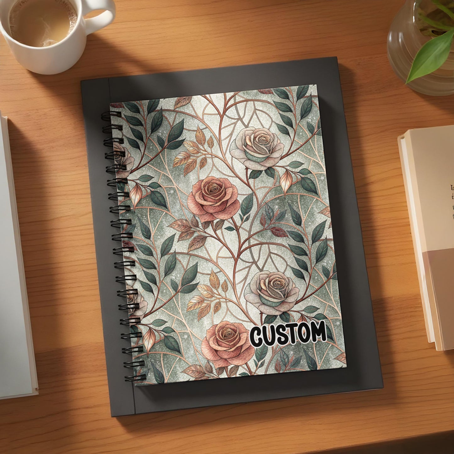 Custom Floral Design Notebook with Spiral Binding