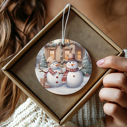 Snowman Couple Christmas Ornament Festive Home Decor product type