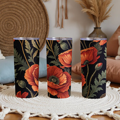 Floral Poppy Design Insulated Tumbler Cup