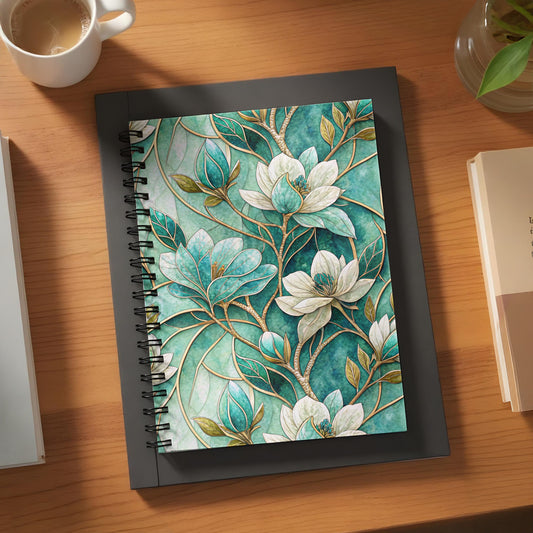 Elegant Floral Design Spiral Bound Journal Notebook