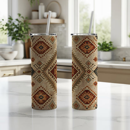 Geometric Patterned Travel Tumbler with Straw product