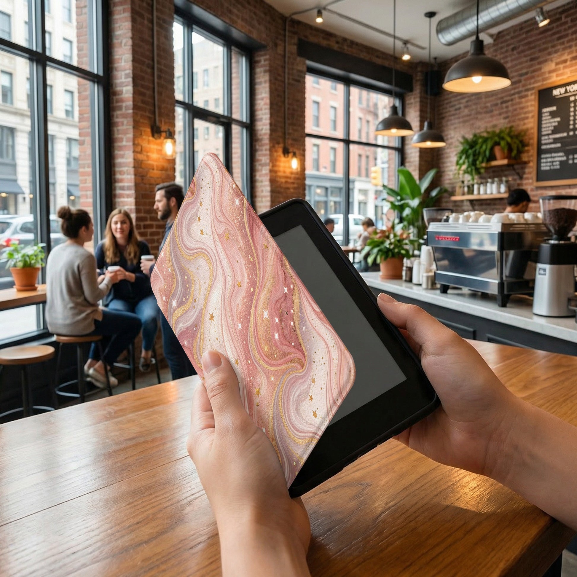 Pink Marble Swirl E-Reader Sleeve Case Cover Holder