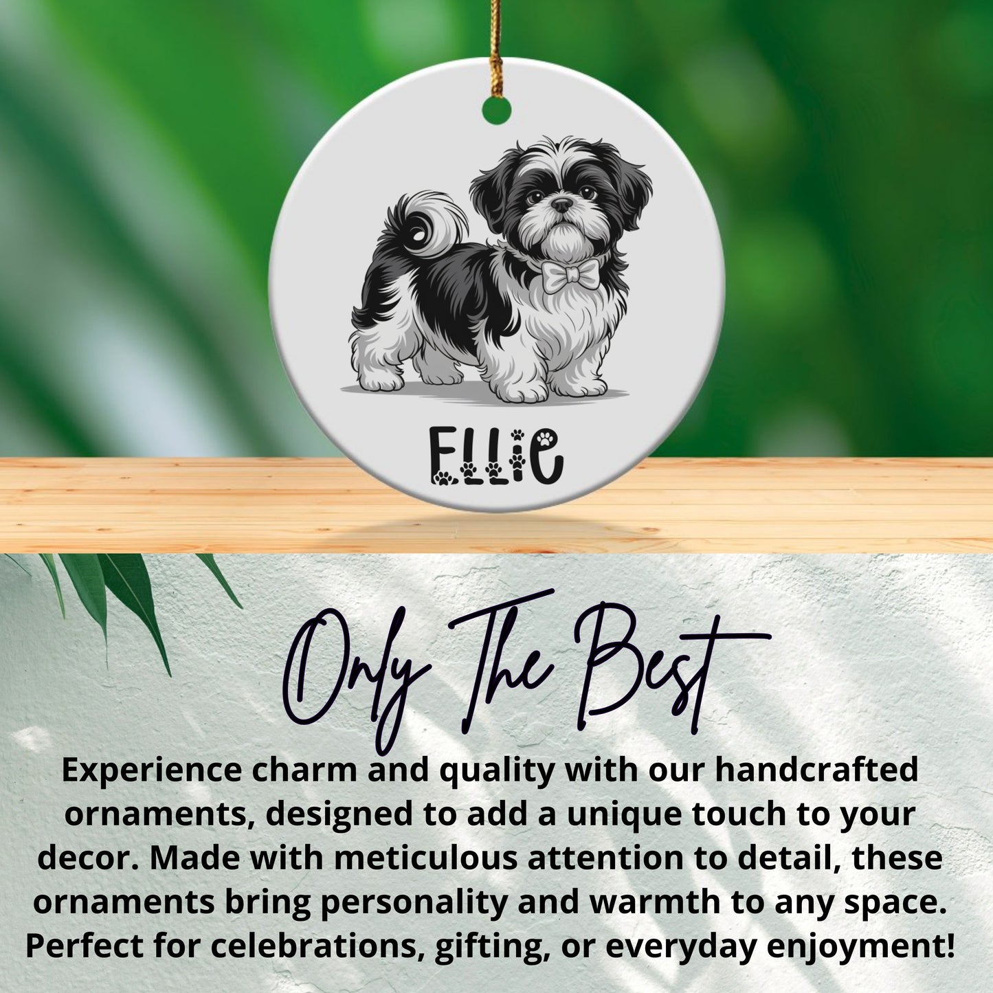Custom Shih Tzu Ornament, Personalized Dog Ornament, Pet Memorial Ornament, Shih Tzu Gift, Dog Lover Ornament, Shih Tzu Ornament