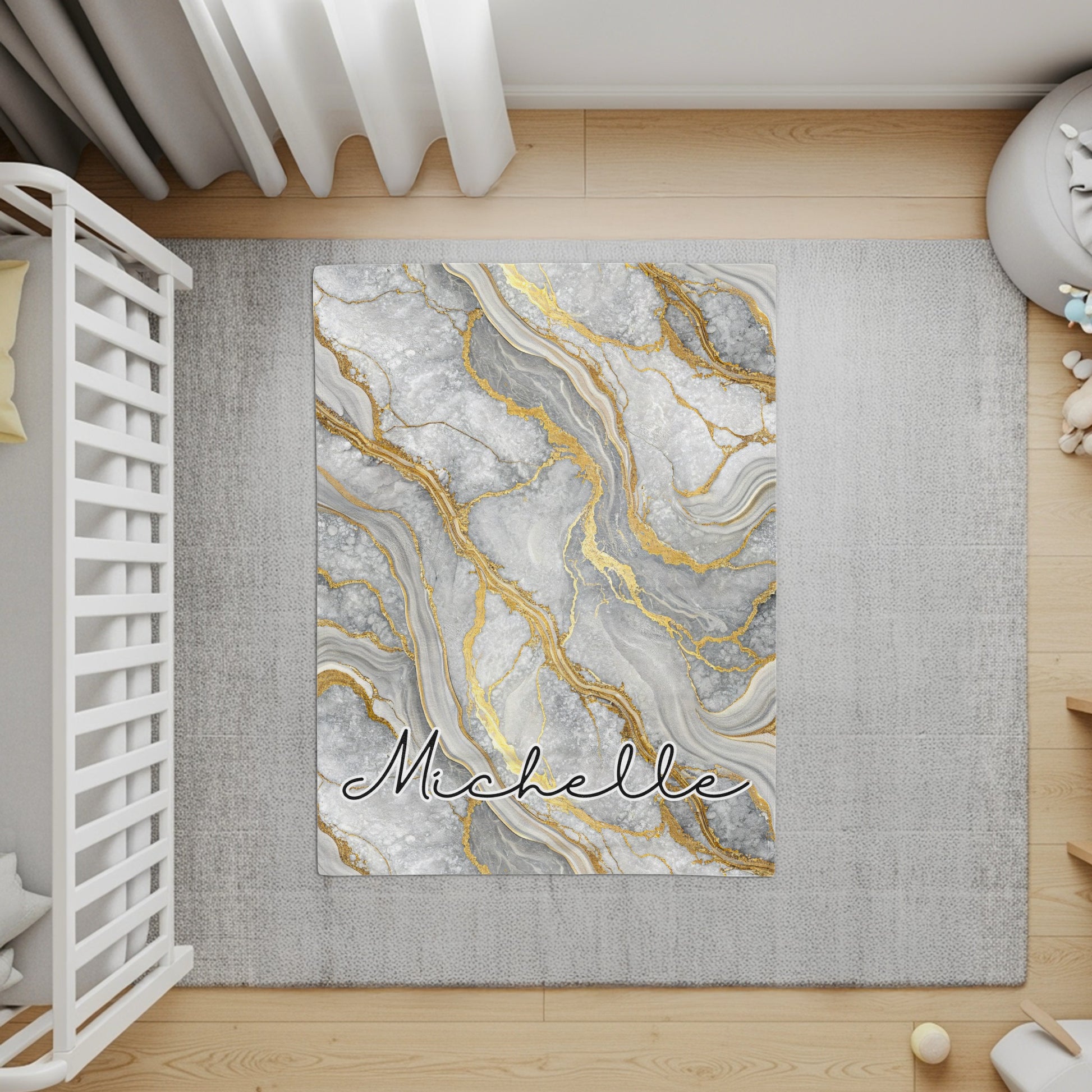 Personalized Marble Design Rug for Nursery Room Decor