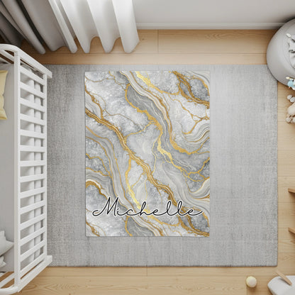 Personalized Marble Design Rug for Nursery Room Decor