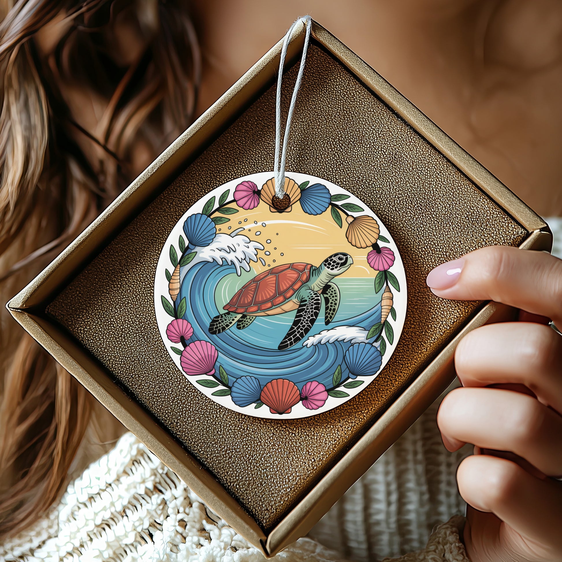 Ocean Turtle with Colorful Marine Design product