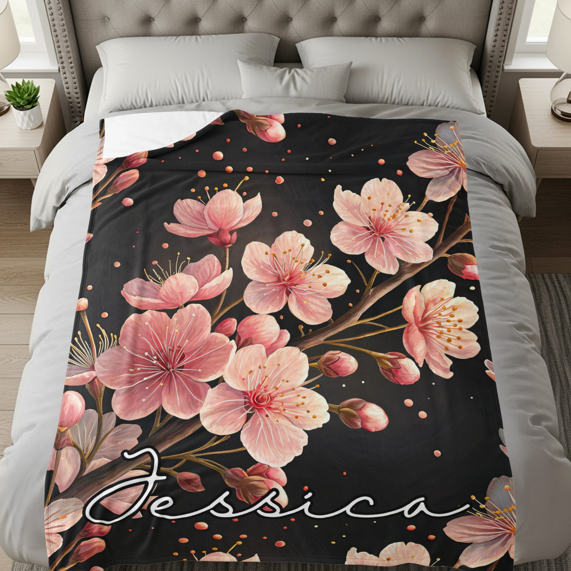 Sakura Custom Name Blanket Gift for All Special Days - Walk Greener