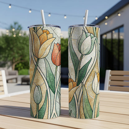 Elegant Tulip Mosaic Design for Your Unique Style 20 oz Skinny Tumbler - Walk Greener