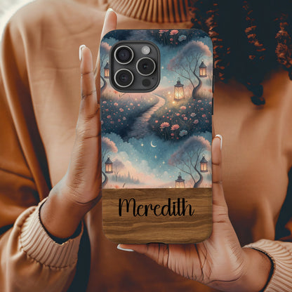 A Pathway with Lanterns in a Dreamy Field Custom Phone Case - Walk Greener