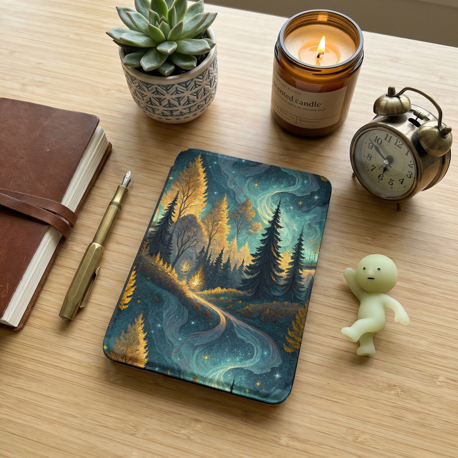 Enchanted Forest Scene Journal with Night Sky Illumination