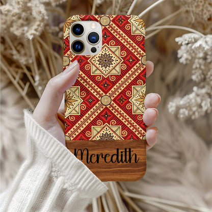 Personalized Red Pattern Name Phone Case