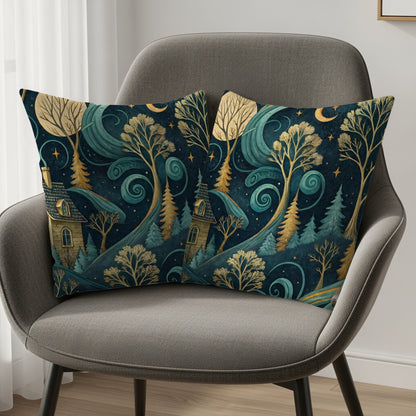 Enchanting Forest Night Scene Throw Pillow Set