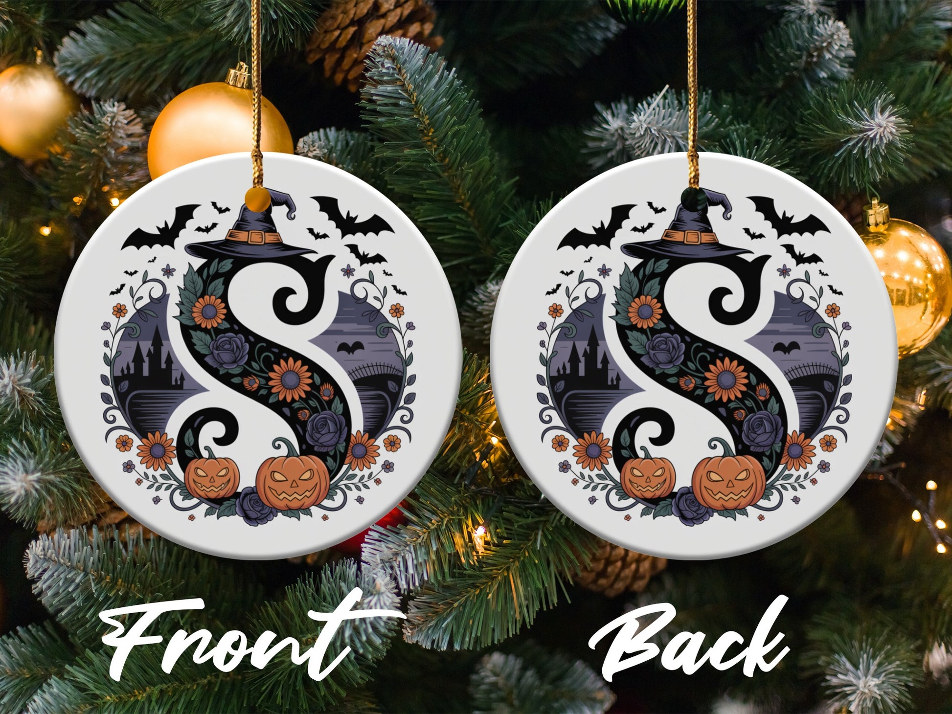 Halloween Initial S Christmas Tree Ornament product