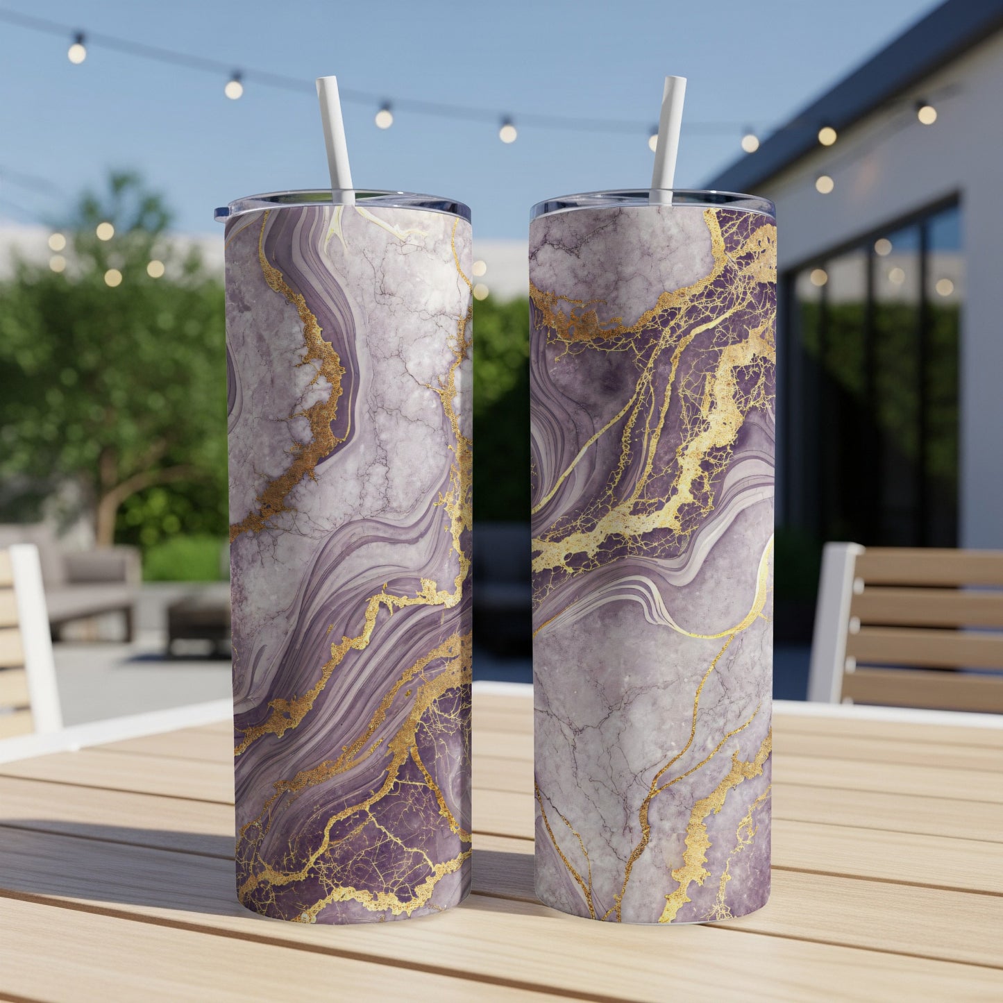 Elegant Marble and Gold Swirl Insulated Tumbler Cups