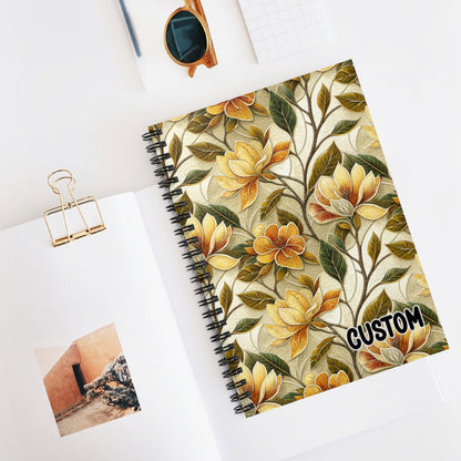 Custom Yellow Floral Design Spiral Bound Notebook