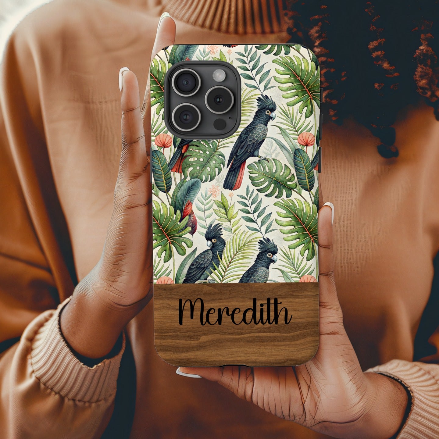 Tropical Parrot and Leaf Design Personalized Phone Case