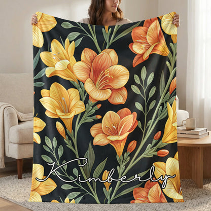 Floral Design with Custom Name on Dark Background - Walk Greener