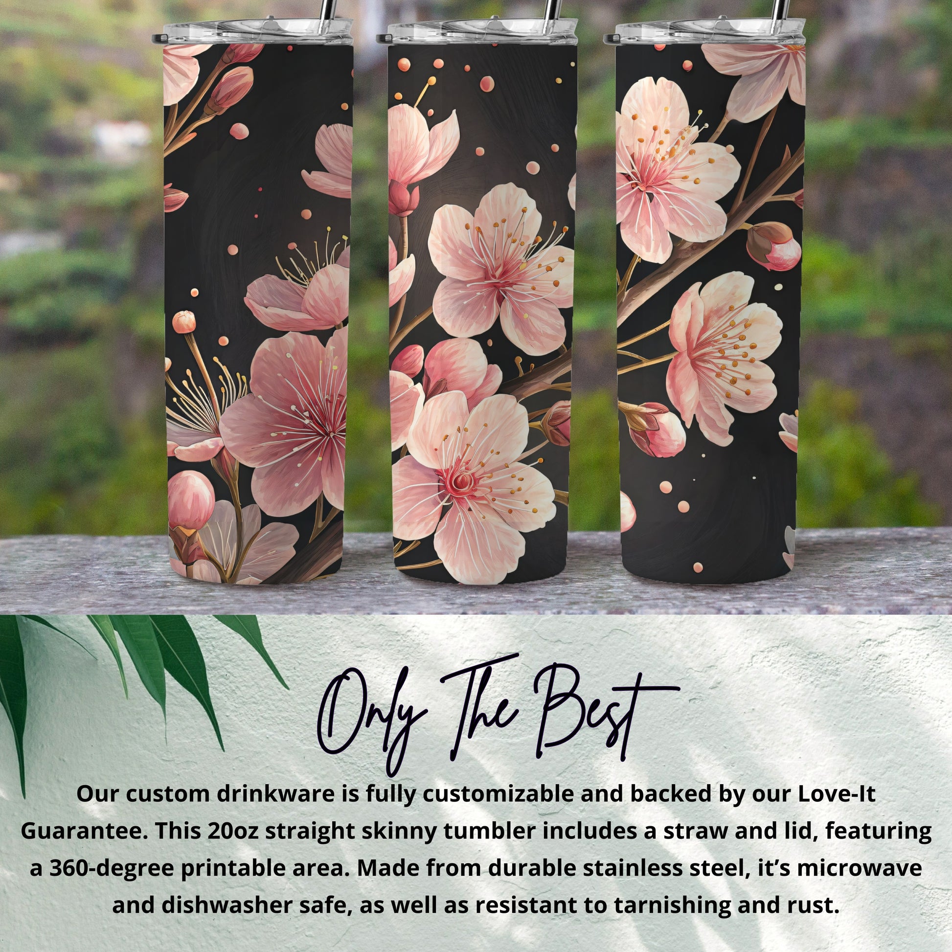 Beautiful Floral Design 20oz Skinny Tumbler Drinkware