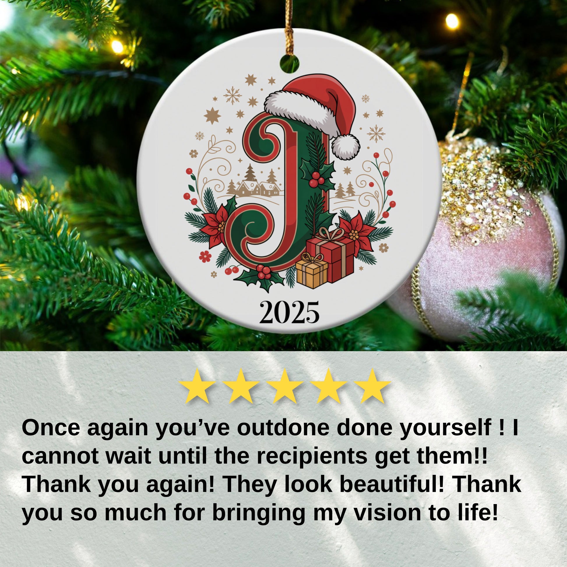 Personalized Initial Christmas Ornament 2025 product type