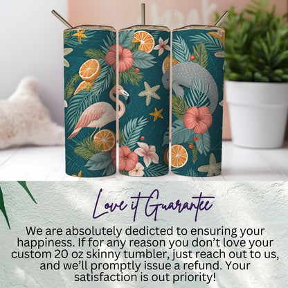Vibrant Tropical Themed 20 oz Skinny Tumbler