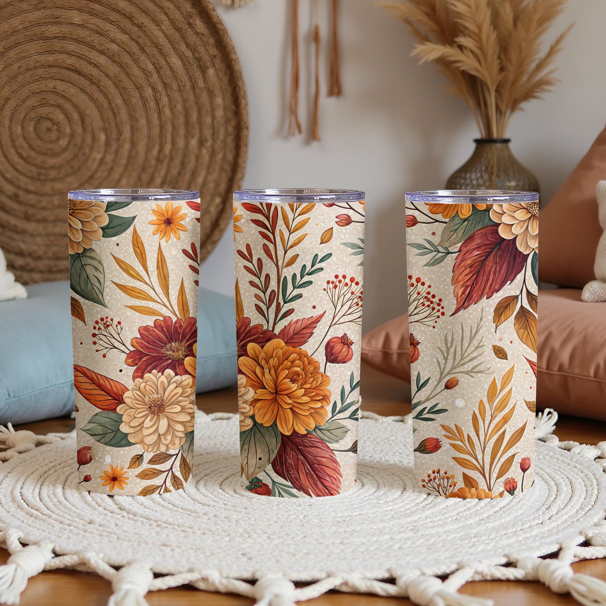 Elegant Autumn Floral Design Insulated Tumbler