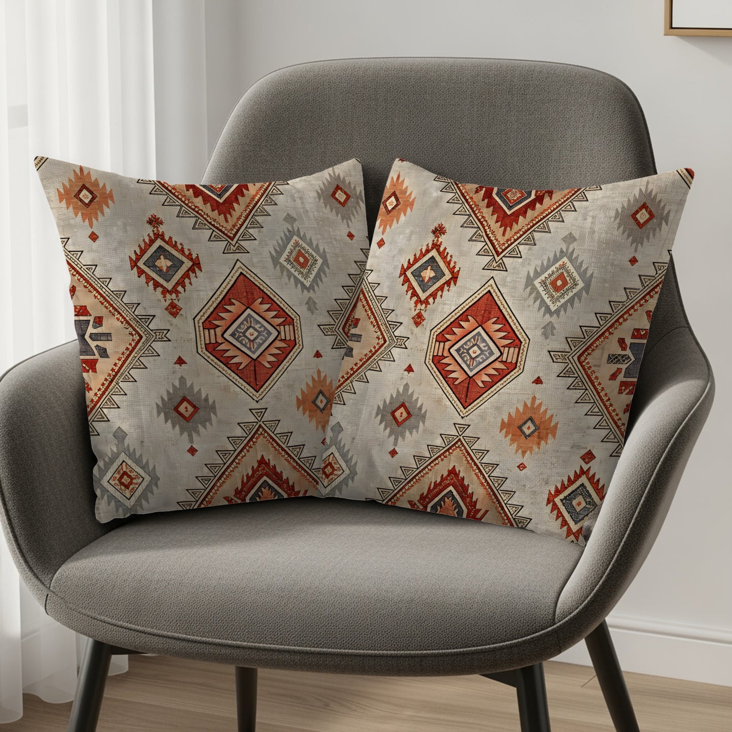 Geometric Pattern Accent Throw Pillow Set for Sofa Decor