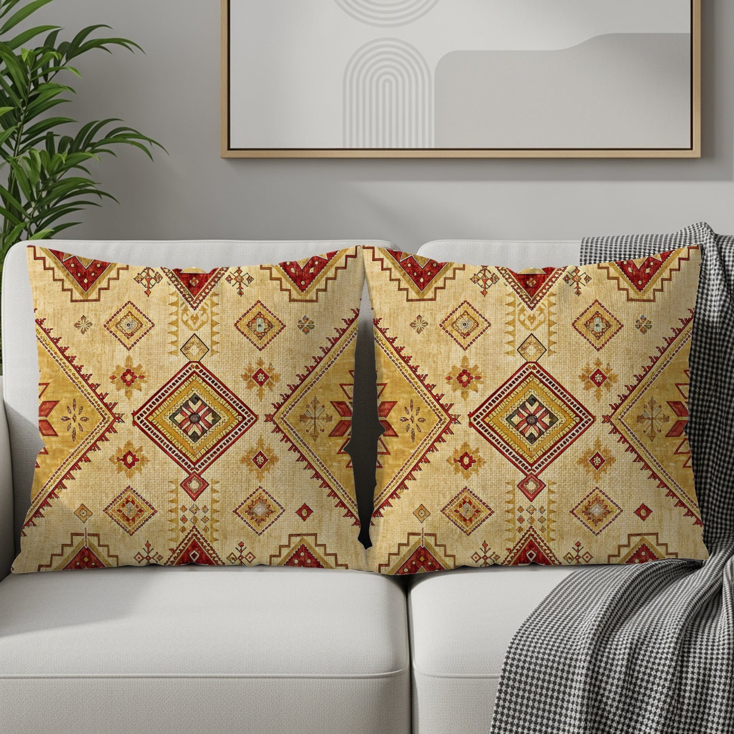 Geometric Tribal Pattern in Earth Tones Pillows & Pillow Cases - Walk Greener