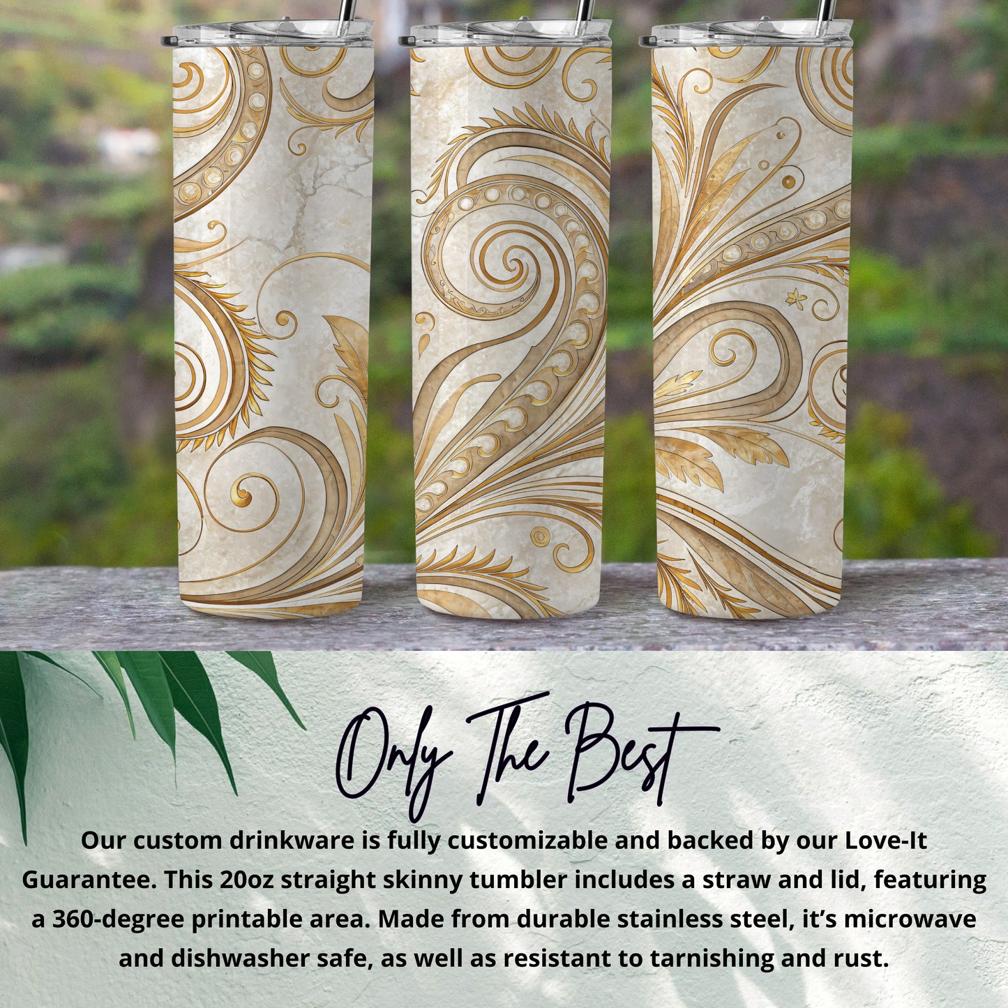 Customizable 20oz Straight Skinny Tumbler with Straw