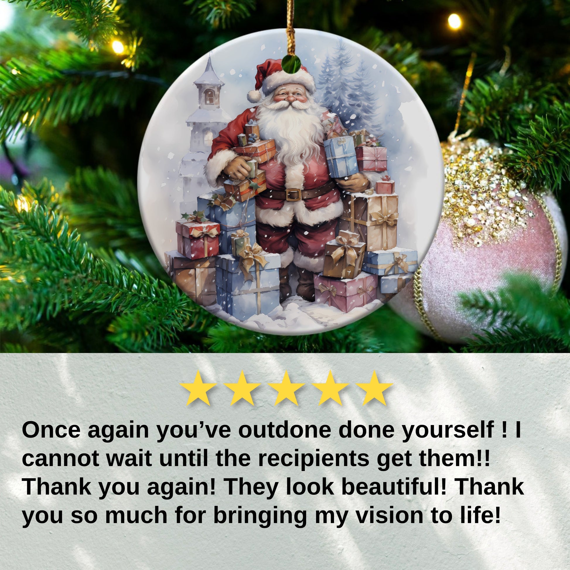 Santa Claus with Gifts Christmas Ornament product